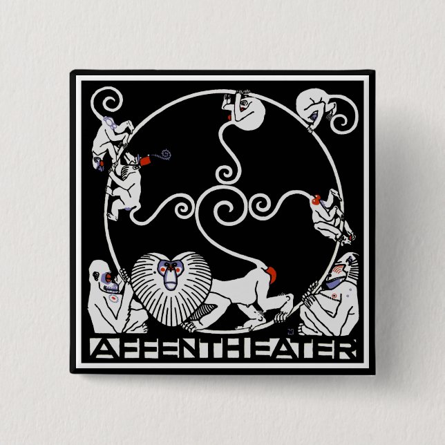 Button: Jugendstil - Affentheater 2 Inch Square Button (Front)