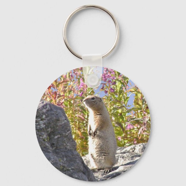Button Keychain w/ adorable prairie dog (Front)