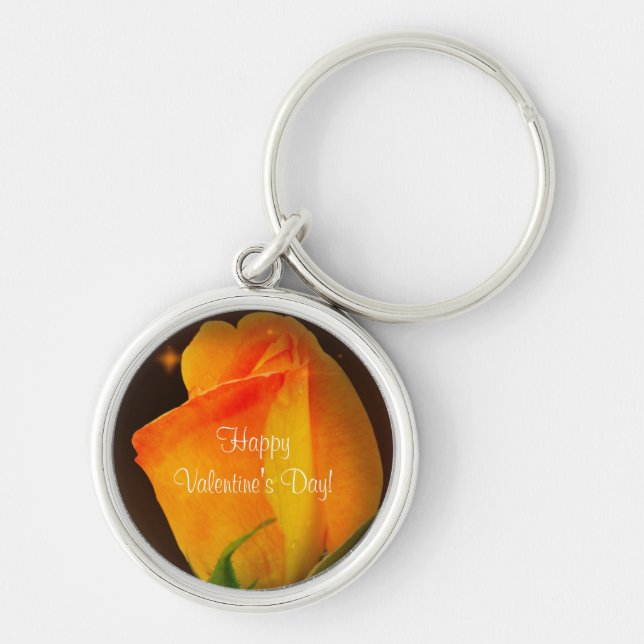 Button Keychain Yellow Rose Valentine's Day (Front)
