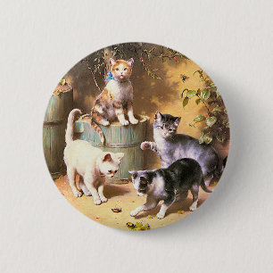 Button: "Kittens Playing with Beetles" 2 Inch Round Button
