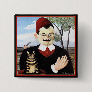 Button: "Man & Cat" by Henri Rousseau 2 Inch Square Button