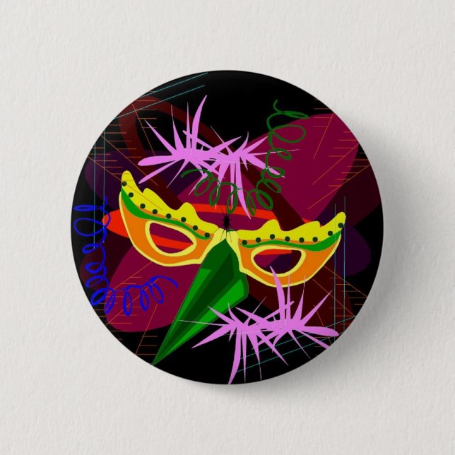 Button,Pin,Brooch-Mardi Gras 2 Inch Round Button (Front)