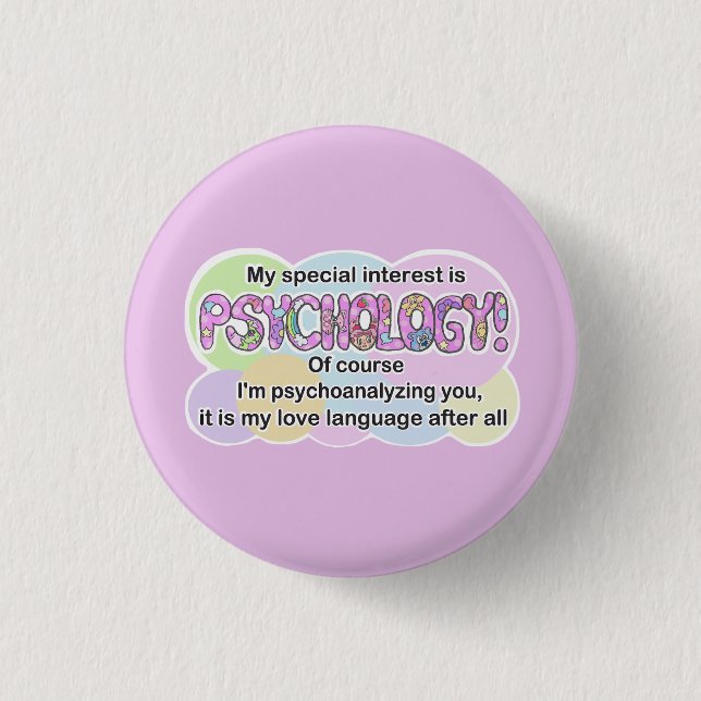 Button, Psychology Love Language (ADHD, Autistic) 1 Inch Round Button (Front)