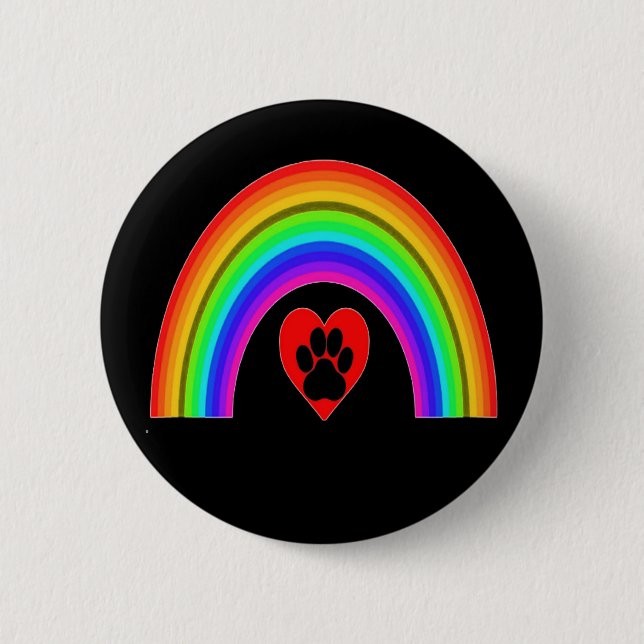 Button Rainbow Heart With Paws Under A Rainbow (Front)