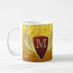 Button RETRO GOLD WINGS II + your monogram Coffee Mug