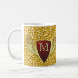 Button RETRO GOLD WINGS II + your monogram Coffee Mug