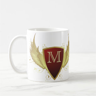 Button RETRO GOLD WINGS II + your monogram Coffee Mug