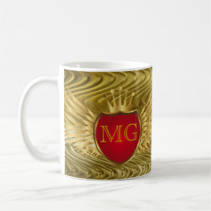 Button RETRO GOLD WINGS + your monogram Coffee Mug