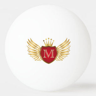 Button RETRO GOLD WINGS + your monogram Ping Pong Ball