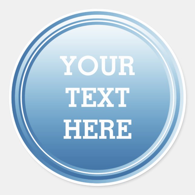 BUTTON ROUND blue gradient + your text Classic Round Sticker (Front)