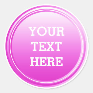 BUTTON ROUND pink gradient + your text Classic Round Sticker