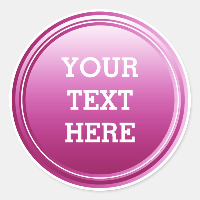 BUTTON ROUND plum gradient + your text Classic Round Sticker (Front)