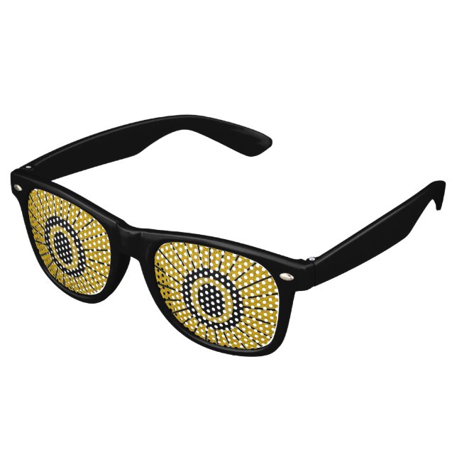 BUTTON ROUND RAYS gold + your monogram Retro Sunglasses (Angled)