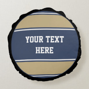 BUTTON ROUND stripes blue beige grey + your idea Pillow