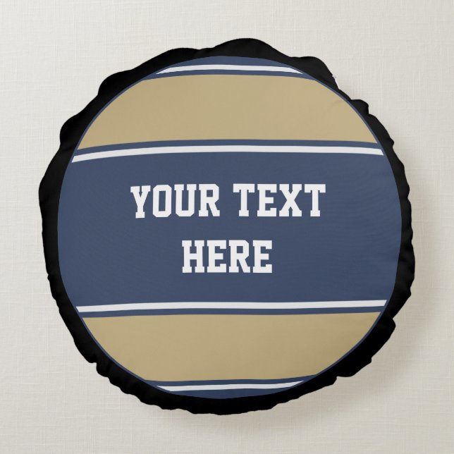 BUTTON ROUND stripes blue beige grey + your idea Pillow (Back)