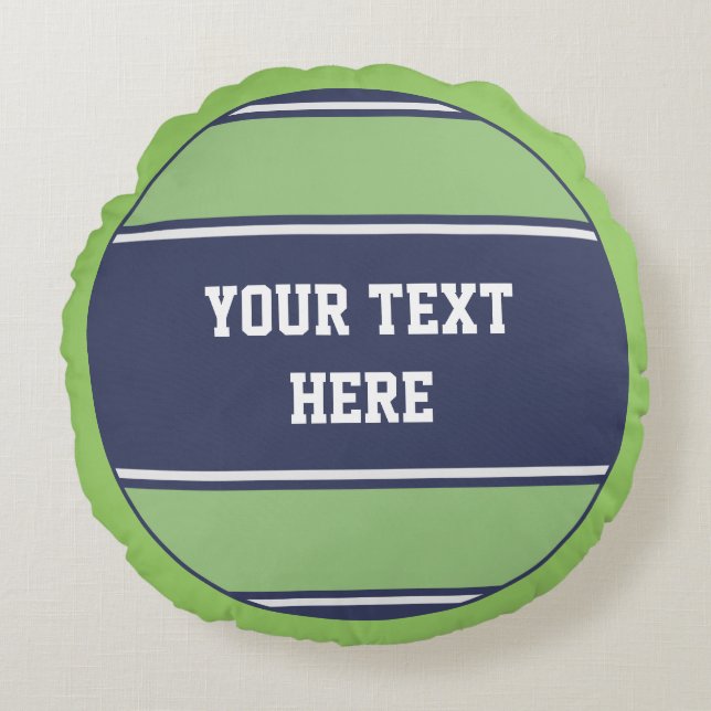 BUTTON ROUND stripes matt blue green + your idea Pillow (Front)