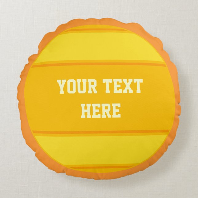 BUTTON ROUND stripes orange yellow + your idea Pillow (Front)