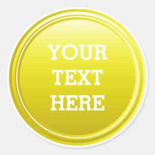 BUTTON ROUND yellow gradient + your text Classic Round Sticker