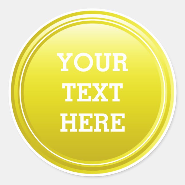 BUTTON ROUND yellow gradient + your text Classic Round Sticker (Front)