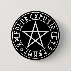 button Rune Pentacle on Blk