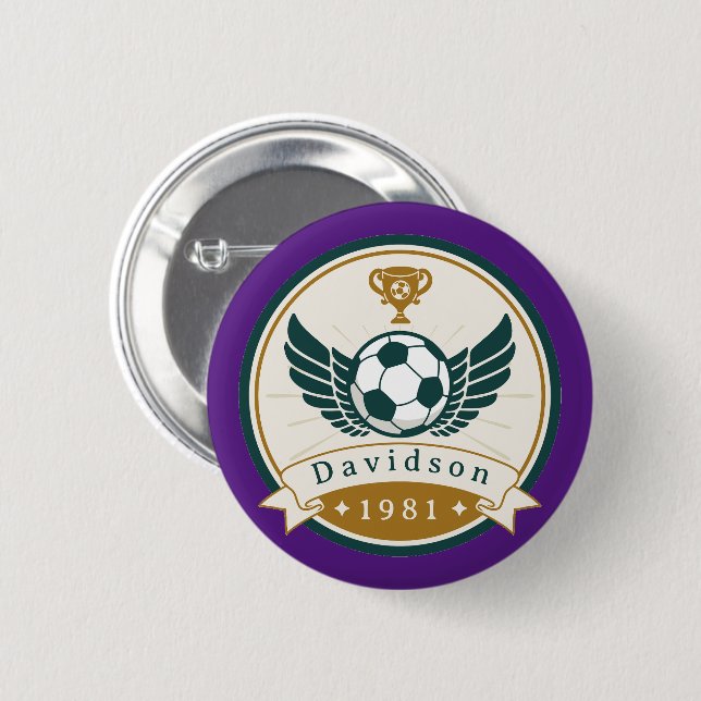 Button - Soccer Football - Personalized - Add Name (Front & Back)