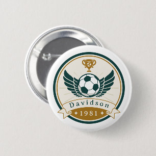 Button - Soccer Football - Personalized - Add Name