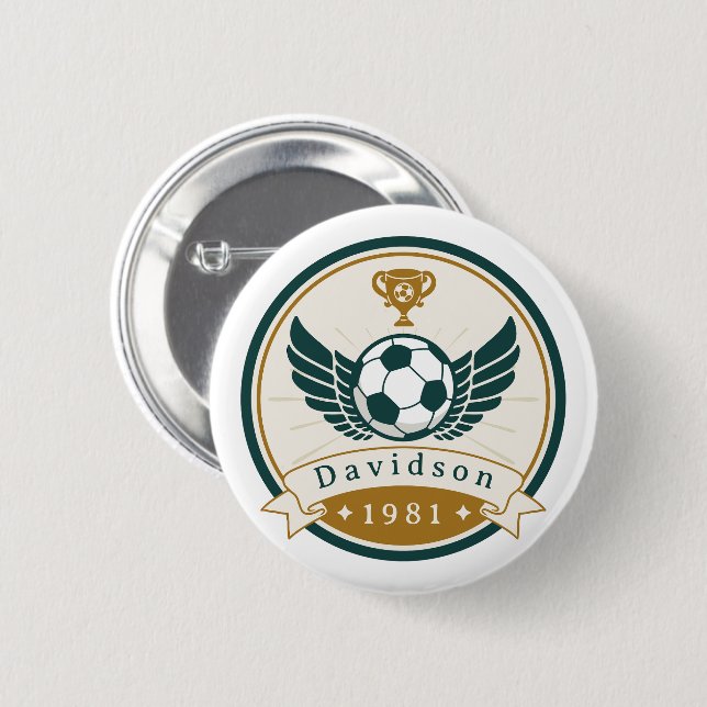 Button - Soccer Football - Personalized - Add Name (Front & Back)