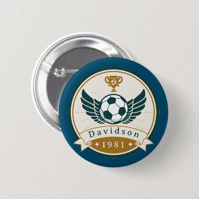 Button - Soccer Football - Personalized - Add Name (Front & Back)