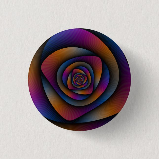Button  Spiral Labyrinth in Blue Orange and Pink (Front)