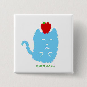 Button - stuff on my cat - cat with apple