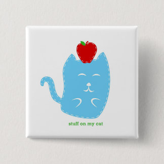 Button - stuff on my cat - cat with apple