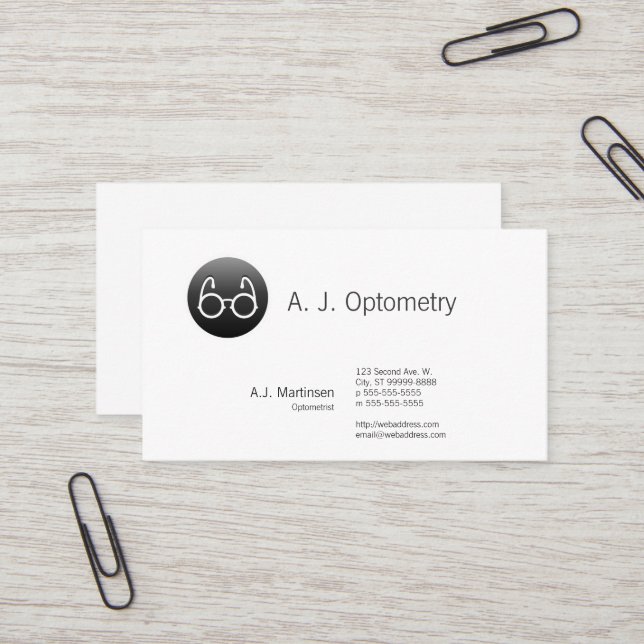 Button Style Old Fashioned Glasses Business Card (Front/Back In Situ)