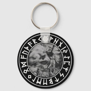 button Thor rune shield on Blk Keychain