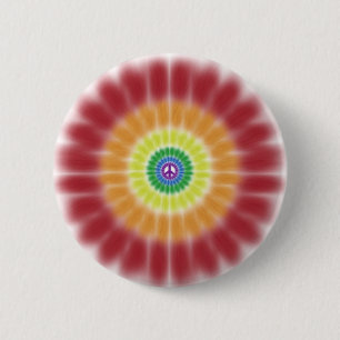 Button, Tie Dye Peace Sign Rainbow Explosion 2 Inch Round Button