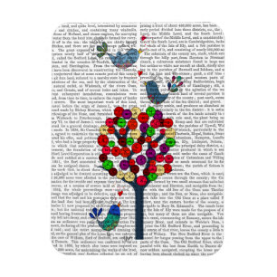 Button Tree and Birds Blue Magnet