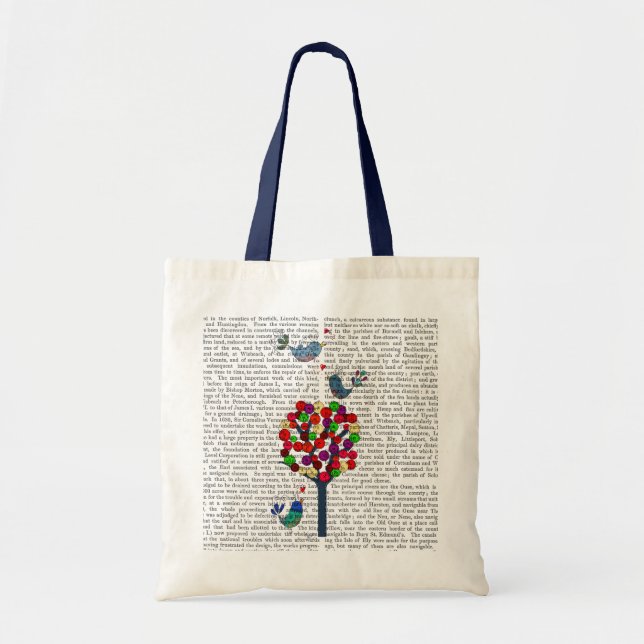 Button Tree and Birds Blue Tote Bag (Front)