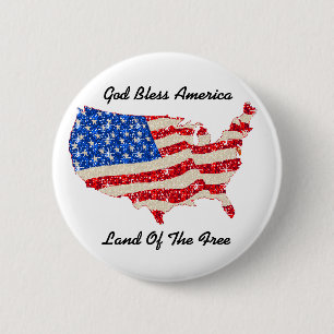 Button USA Flag God Bless America