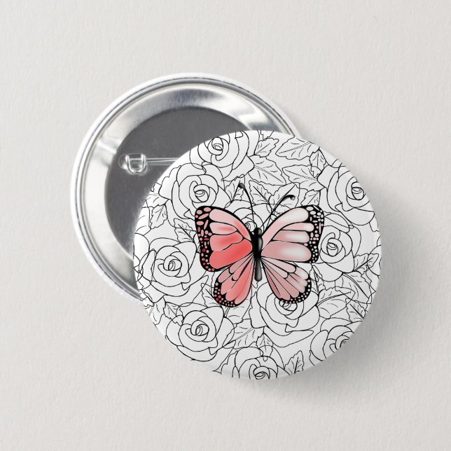 Button with Butterfly (Front & Back)