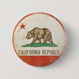 Button with Distressed California Republic Flag