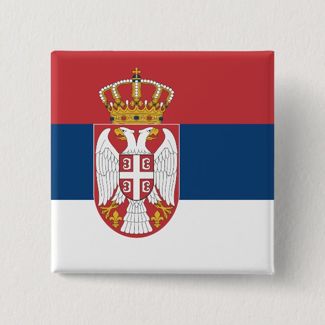 Button with Flag of Serbia (Front)