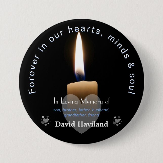 Button with Lit Candle as Memorial HAMbyWG (Front)