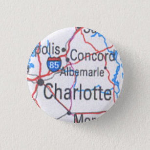 Button with Map of Charlotte / Concord NC