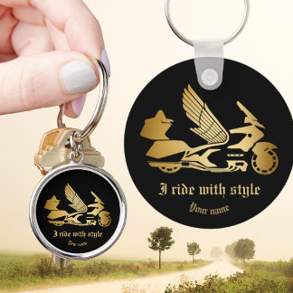 Button with motorcycle bike goldwing  keychain