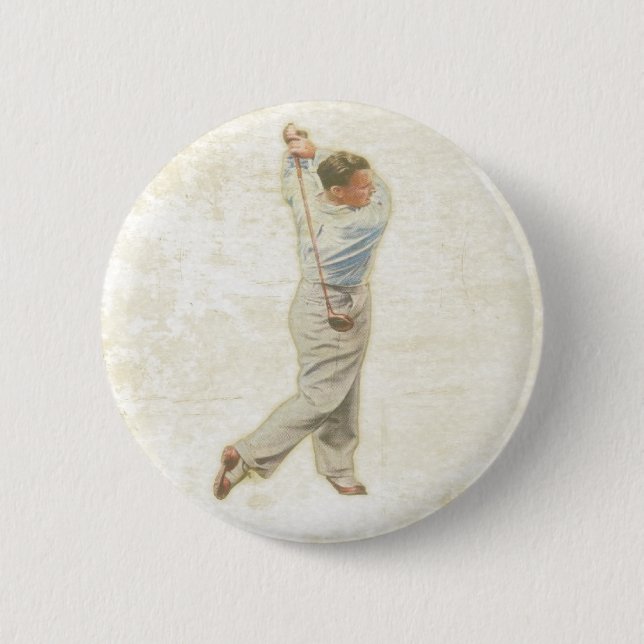 Button with Vintage Golf Player (Front)