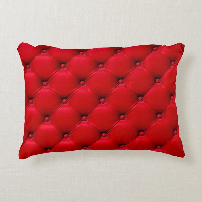 Buttoned on the red Texture. Repeat pattern Accent Pillow (Front)