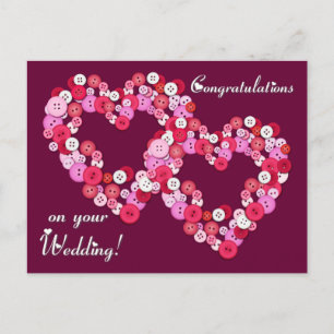 Buttonised hearts postcard