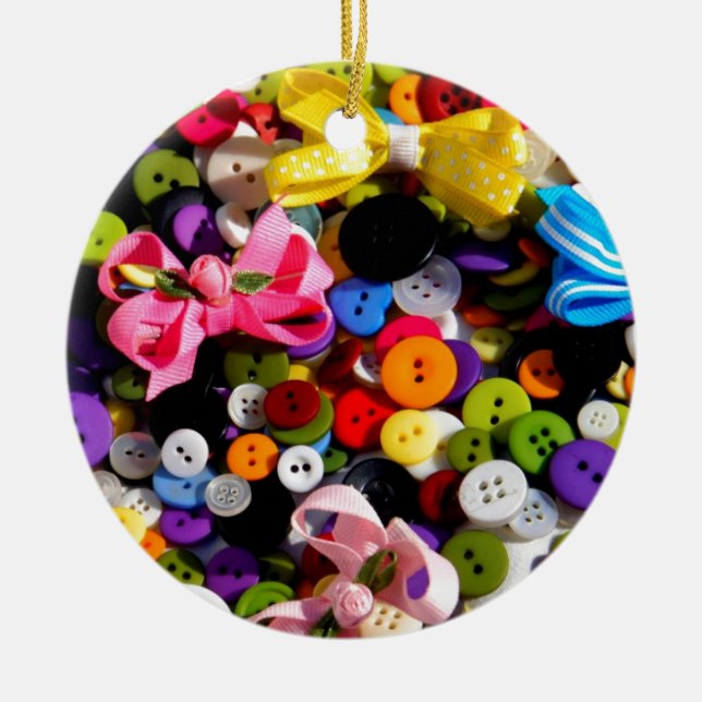 Buttons and Bows Ceramic Ornament (Front)