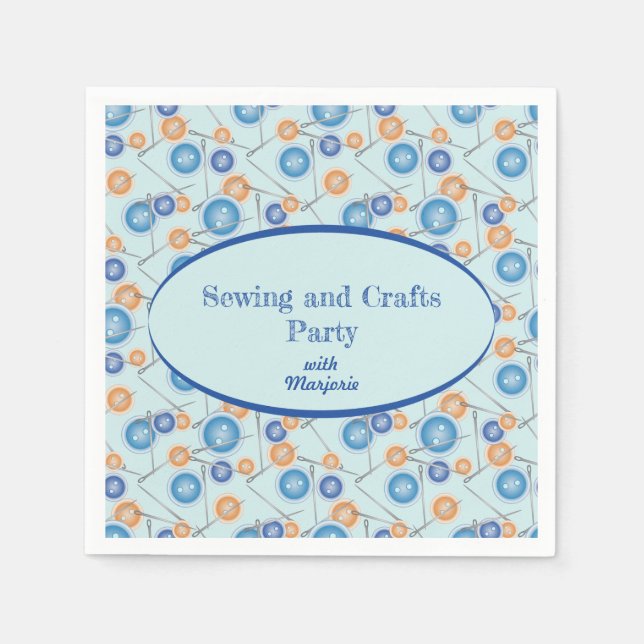 Buttons and Needles Custom Sewing Crafts Party Napkin (Front)