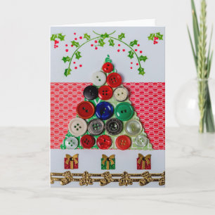Buttons Christmas tree greeting card