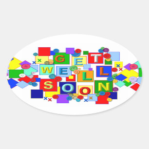 BUTTONS ~ Get Well Oval Sticker